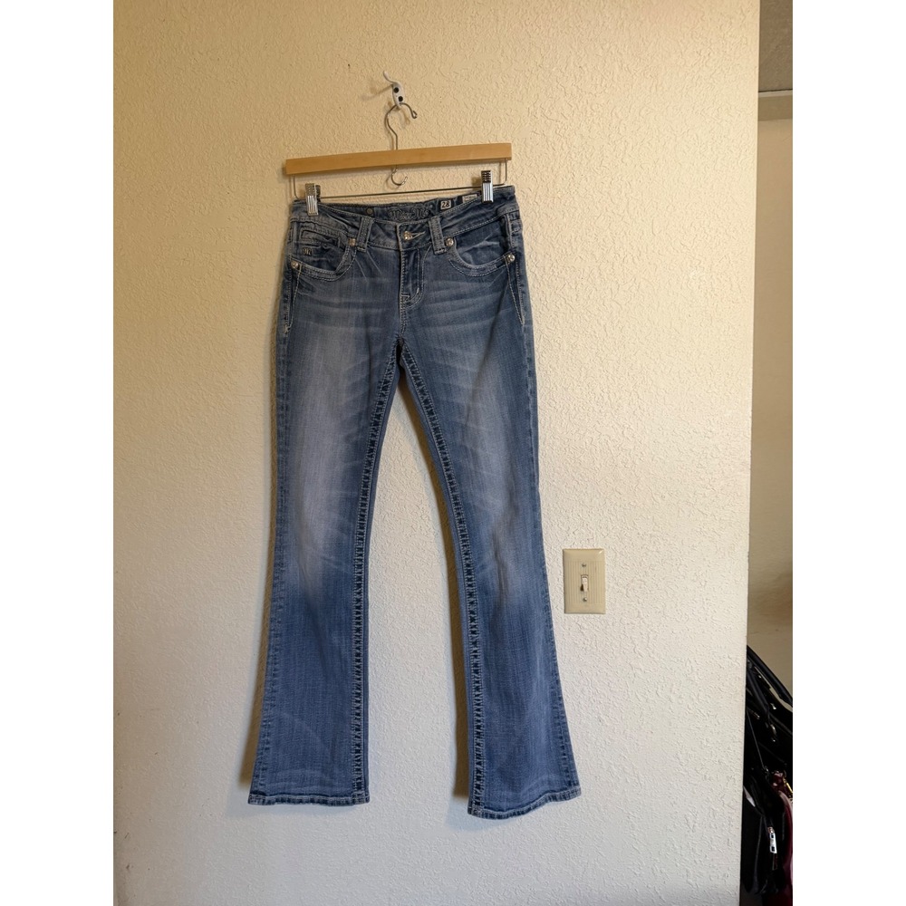 Miss Me Bootcut Jeans JP5344B Light Wash Rhinestone Embellished Low Rise‎ 28